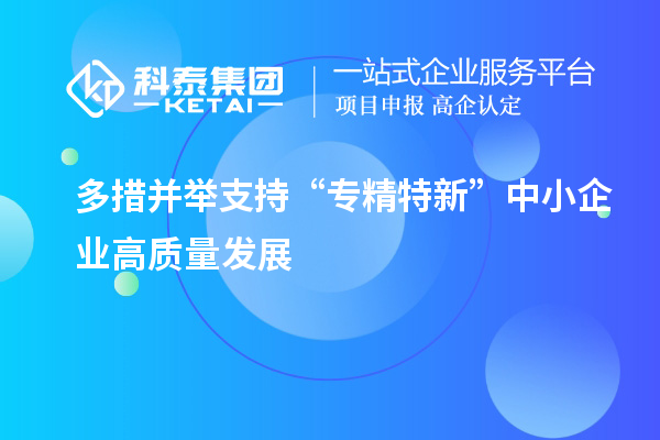 多措并舉支持“專精特新”中小企業高質量發展