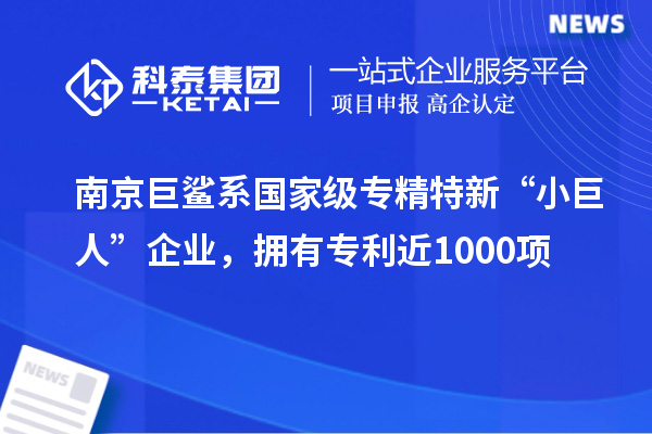 南京巨鯊系國家級專精特新“小巨人”企業，擁有專利近1000項