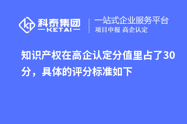 知識(shí)產(chǎn)權(quán)在高企認(rèn)定分值里占了30分，具體的評(píng)分標(biāo)準(zhǔn)如下