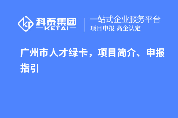 廣州市人才綠卡，項目簡介、申報指引