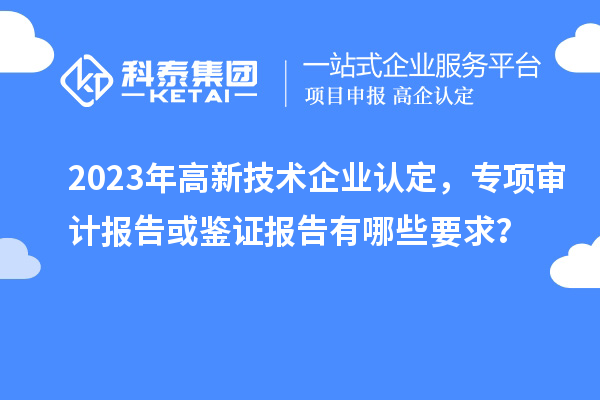 2023年高新技術企業認定，專項審計報告或鑒證報告有哪些要求？