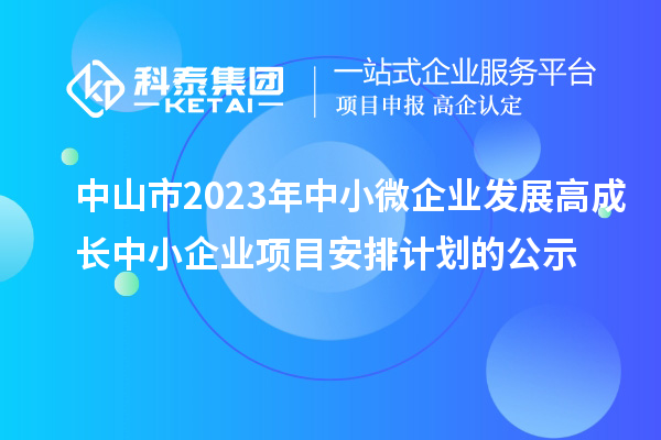 中山市2023年中小微企業發展高成長中小企業項目安排計劃的公示