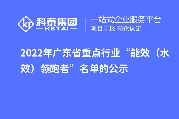 2022年廣東省重點行業“能效（水效）領跑者”名單的公示