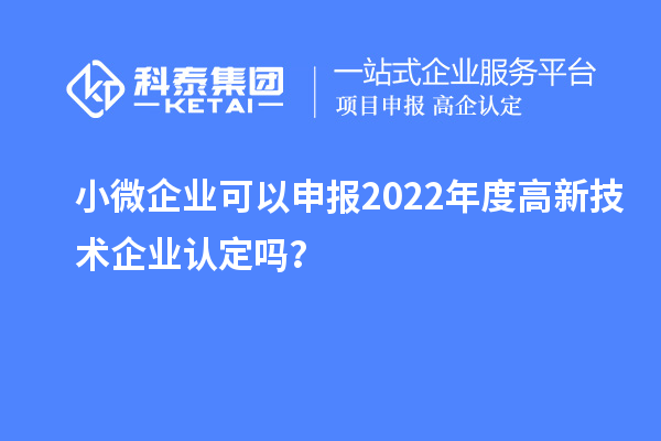 小微企業(yè)可以申報(bào)2022年度高新技術(shù)企業(yè)認(rèn)定嗎？