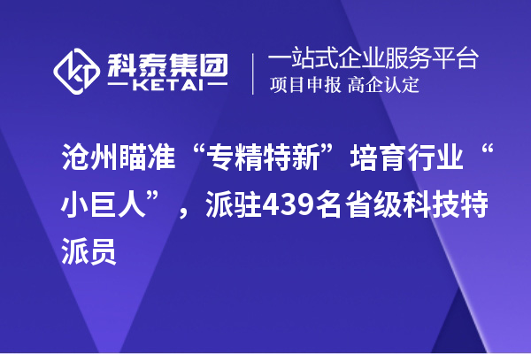 滄州瞄準“專精特新”培育行業“小巨人”，派駐439名省級科技特派員