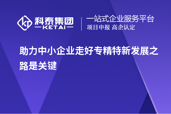 助力中小企業走好專精特新發展之路是關鍵