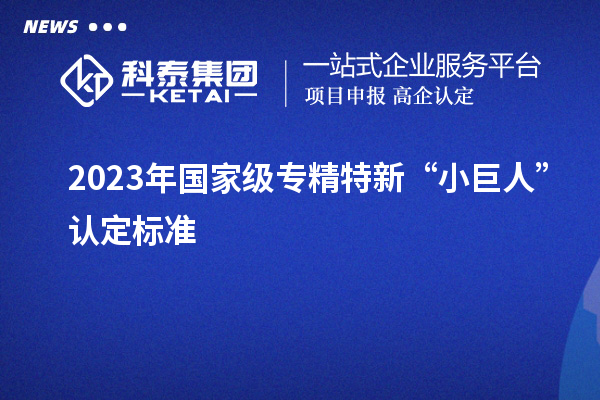 2023年國家級專精特新“小巨人”認定標準