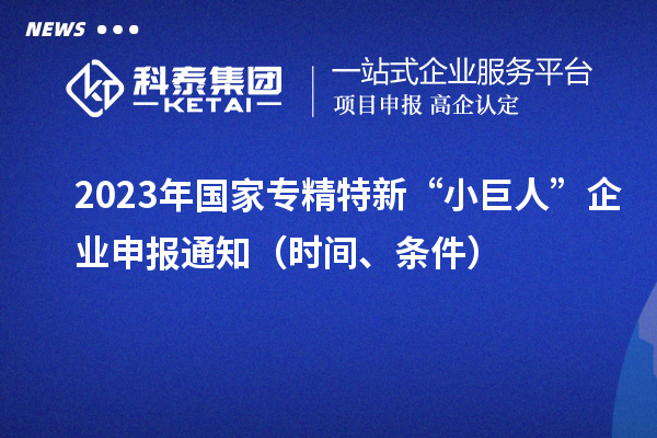 2023年國家專精特新“小巨人”企業(yè)申報(bào)通知（時(shí)間、條件）