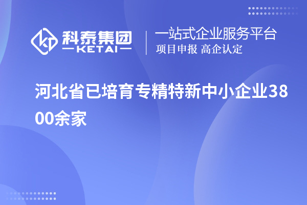 河北省已培育專精特新中小企業(yè)3800余家