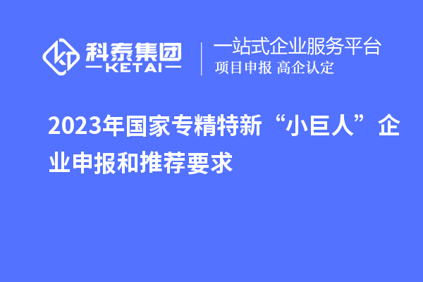 2023年國家專精特新“小巨人”企業申報和推薦要求