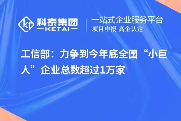 工信部：力爭到今年底全國“小巨人”企業總數超過1萬家