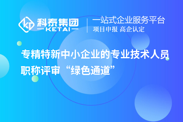 專精特新中小企業(yè)的專業(yè)技術人員職稱評審“綠色通道”