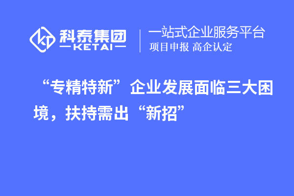 “專精特新”企業發展面臨三大困境，扶持需出“新招”