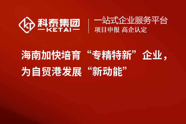 海南加快培育“專精特新”企業，為自貿港發展“新動能”