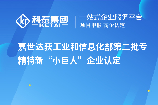 嘉世達(dá)獲工業(yè)和信息化部第二批專精特新“小巨人”企業(yè)認(rèn)定