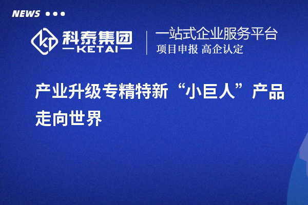 產業升級 專精特新“小巨人”產品走向世界