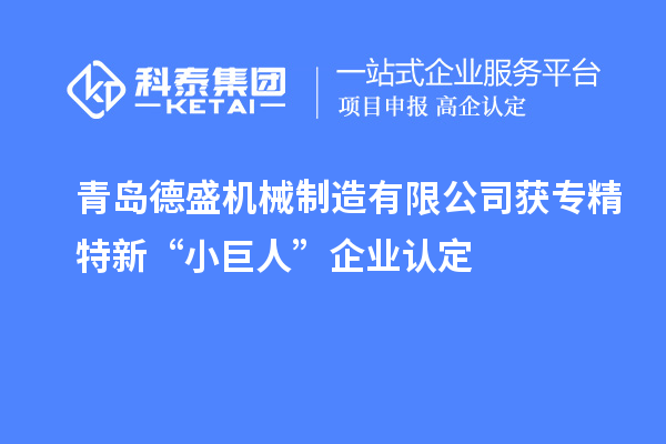 青島德盛機械制造有限公司獲專精特新“小巨人”企業認定