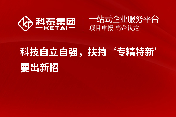 科技自立自強，扶持‘專精特新’要出新招