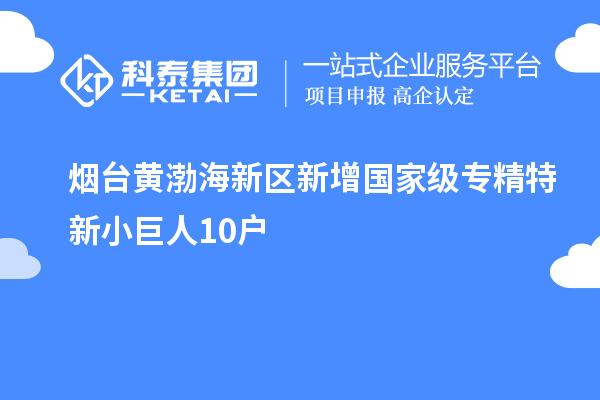 煙臺(tái)黃渤海新區(qū)新增國家級(jí)專精特新小巨人10戶