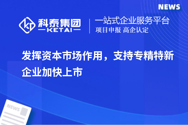 發(fā)揮資本市場作用，支持專精特新企業(yè)加快上市