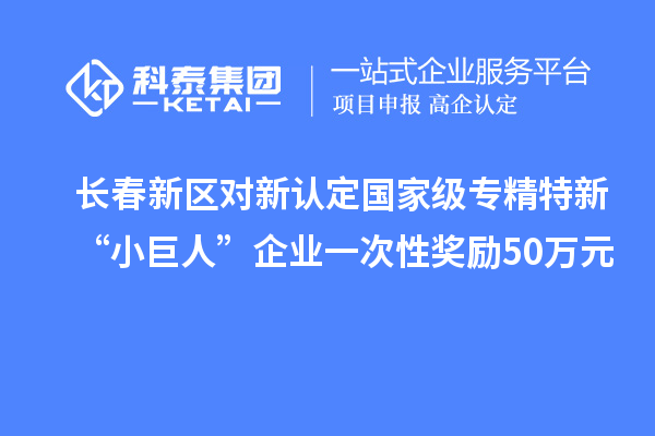 長春新區對新認定國家級專精特新“小巨人”企業一次性獎勵50萬元