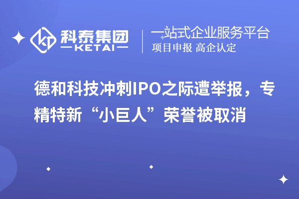 德和科技沖刺IPO之際遭舉報，專精特新“小巨人”榮譽被取消