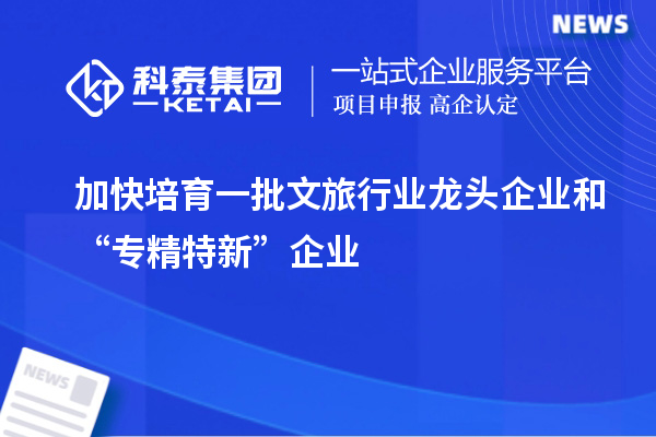 加快培育一批文旅行業龍頭企業和“專精特新”企業