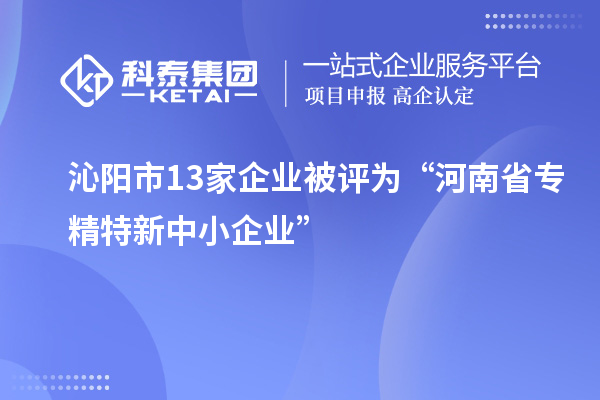 沁陽市13家企業被評為“河南省專精特新中小企業”