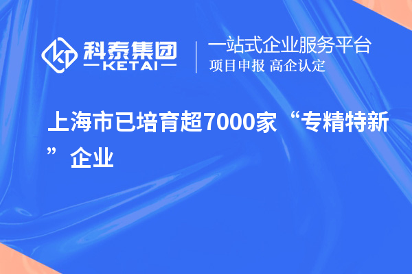 上海市已培育超7000家“專精特新”企業