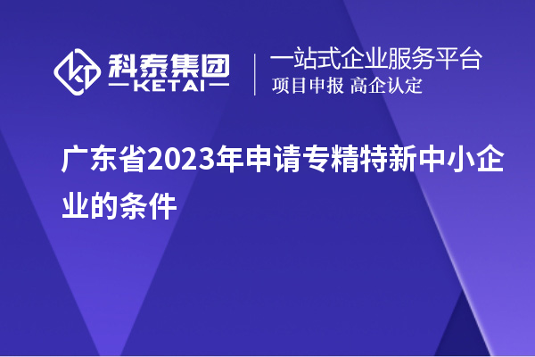 廣東省2023年申請專精特新中小企業的條件