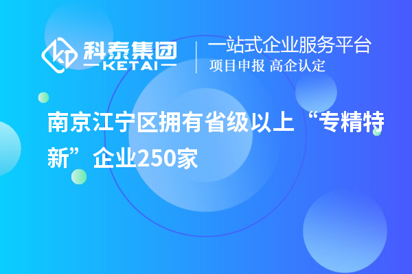 南京江寧區(qū)擁有省級(jí)以上“專精特新”企業(yè)250家