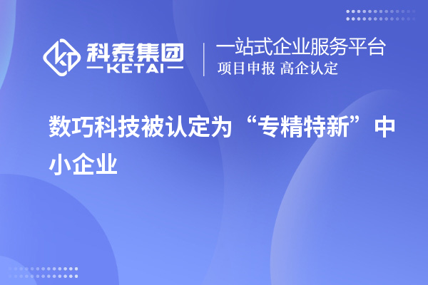 數巧科技被認定為“專精特新”中小企業