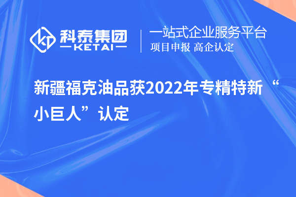 新疆福克油品獲2022年專精特新“小巨人”認定