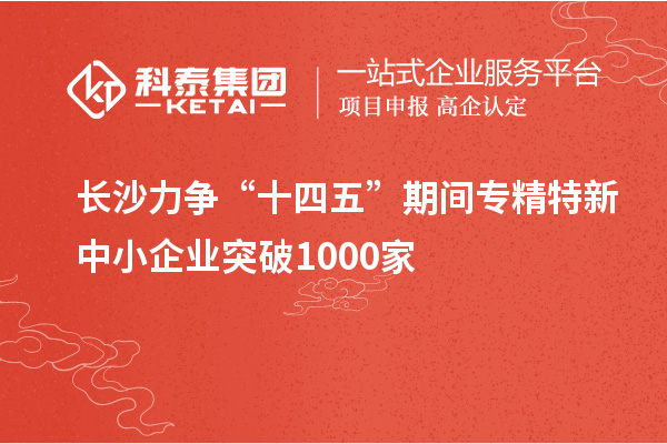 長沙力爭“十四五”期間專精特新中小企業突破1000家