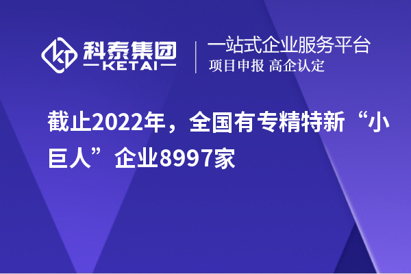 截止2022年，全國有專精特新“小巨人”企業8997家