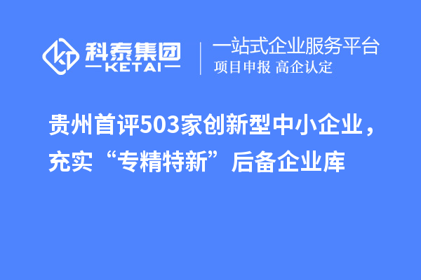 貴州首評503家創新型中小企業，充實“專精特新”后備企業庫