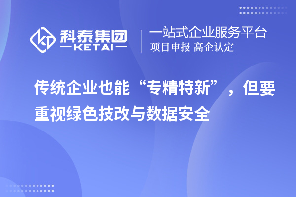 傳統企業也能“專精特新”，但要重視綠色技改與數據安全