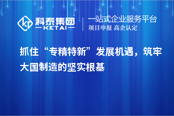 抓住“專精特新”發展機遇，筑牢大國制造的堅實根基