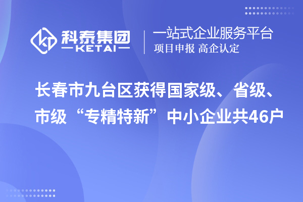 長春市九臺區獲得國家級、省級、市級“專精特新”中小企業共46戶