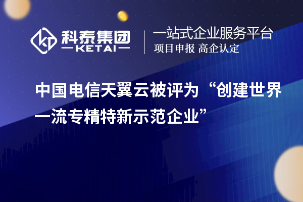 中國電信天翼云被評為“創建世界一流專精特新示范企業”