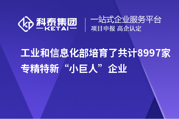 工業(yè)和信息化部培育了共計(jì)8997家專(zhuān)精特新“小巨人”企業(yè)