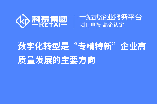 數字化轉型是“專精特新”企業(yè)高質量發(fā)展的主要方向