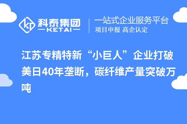 江蘇專精特新“小巨人”企業(yè)打破美日40年壟斷，碳纖維產量突破萬噸