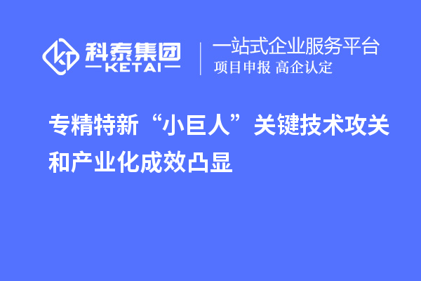 專精特新“小巨人”關鍵技術攻關和產業化成效凸顯