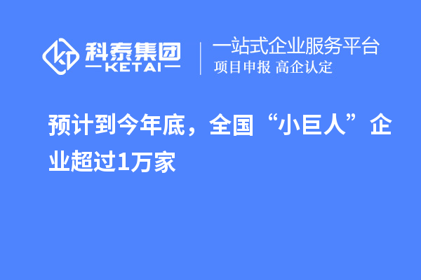 預計到今年底，全國“小巨人”企業超過1萬家