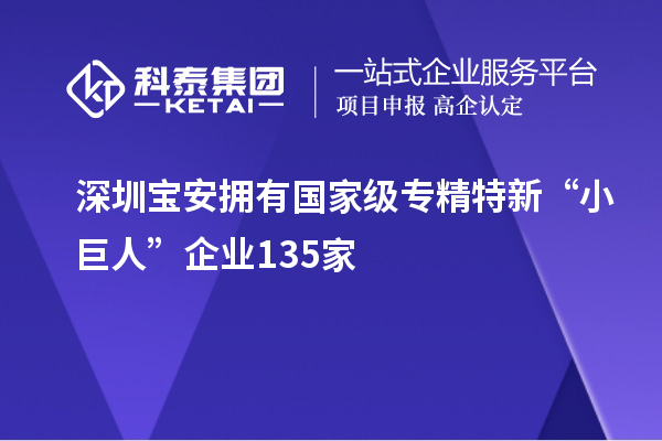 深圳寶安擁有國家級(jí)專精特新“小巨人”企業(yè)135家