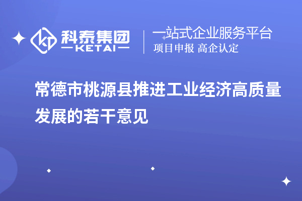 常德市桃源縣推進工業經濟高質量發展的若干意見