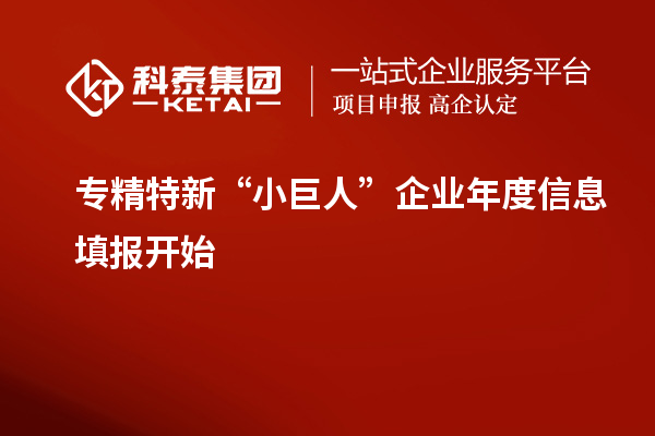 專精特新“小巨人”企業年度信息填報開始