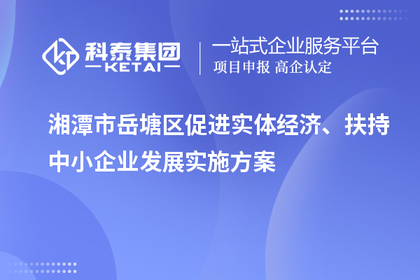 湘潭市岳塘區促進實體經濟、扶持中小企業發展實施方案