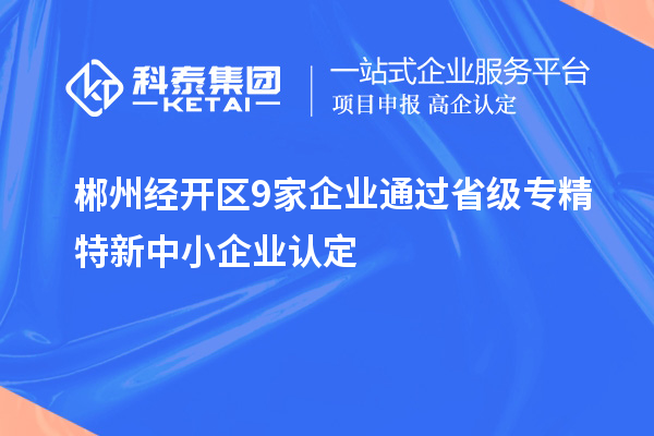 郴州經開區9家企業通過省級專精特新中小企業認定